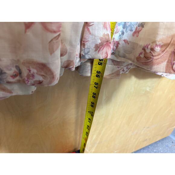 VINTAGE 70s Maxi Dress Womens Pink Beige Floral Puff Sleeve Cottagecore Small - Picture 4 of 9